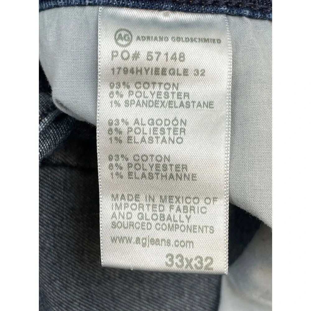 AG Adriano Goldshmied Jeans Mens 33 x 32 Blue Cotton Stretch Evert Slim Straight